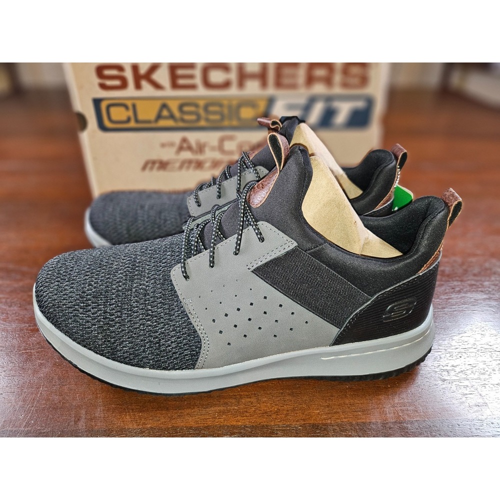 Skechers Men's Classic Fit-Delson-Camden Sneaker 11.5 Wide Black/Grey - Picture 4 of 8